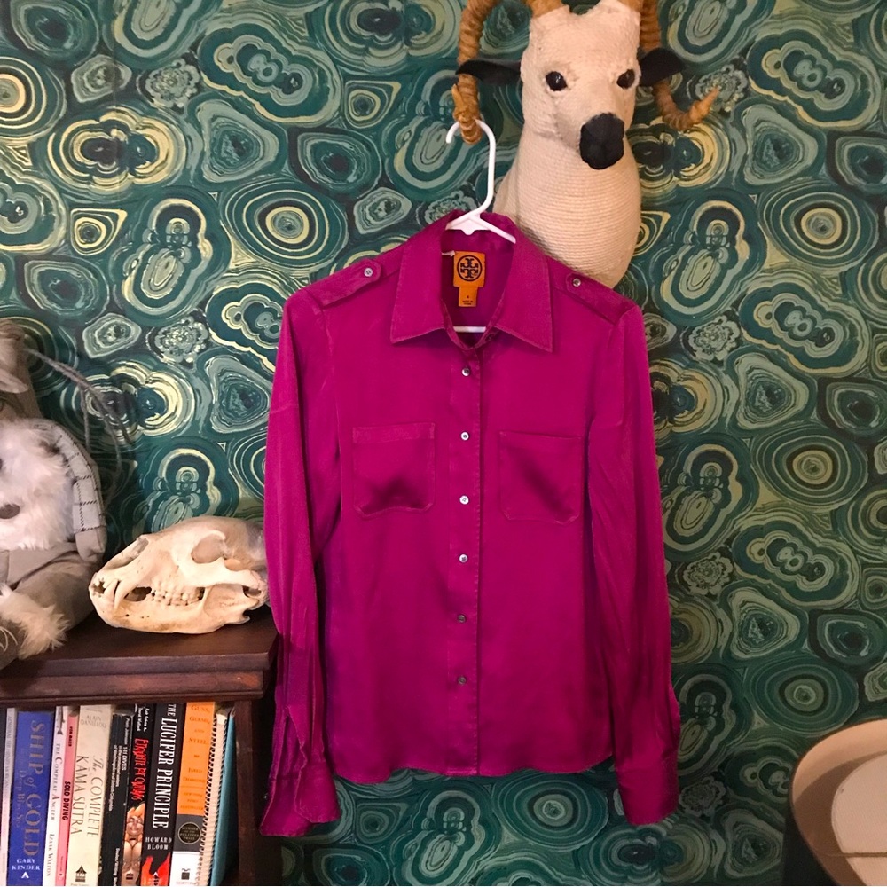 Tory Burch size 4 Silk Button-Down Blouse